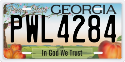 GA license plate PWL4284