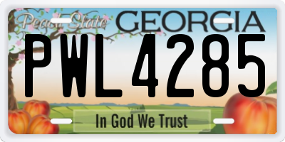 GA license plate PWL4285