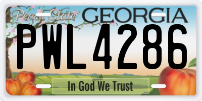 GA license plate PWL4286
