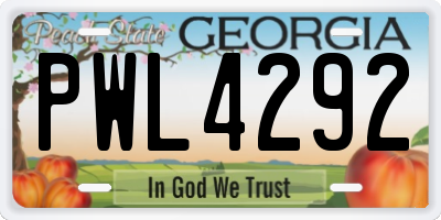 GA license plate PWL4292