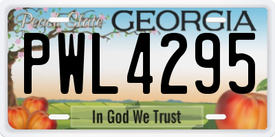 GA license plate PWL4295