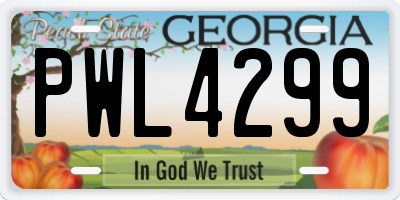 GA license plate PWL4299