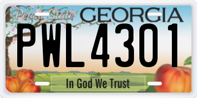GA license plate PWL4301