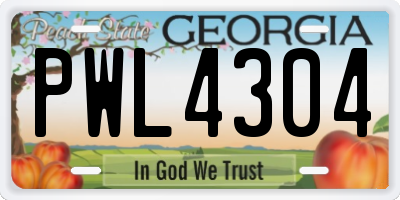 GA license plate PWL4304