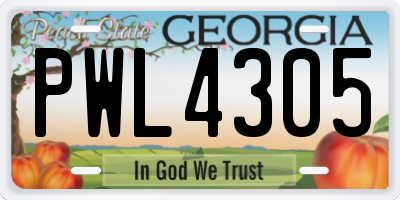 GA license plate PWL4305