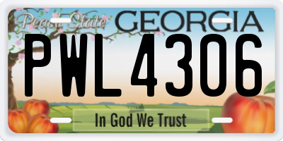 GA license plate PWL4306