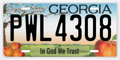GA license plate PWL4308