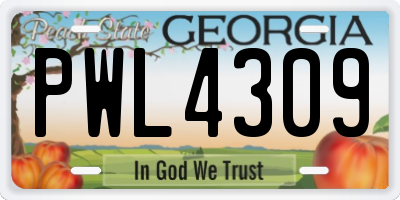 GA license plate PWL4309