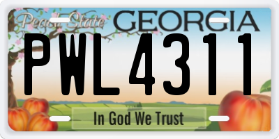 GA license plate PWL4311