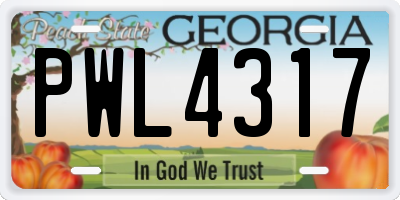 GA license plate PWL4317