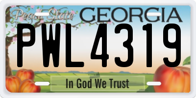 GA license plate PWL4319