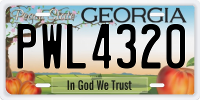GA license plate PWL4320