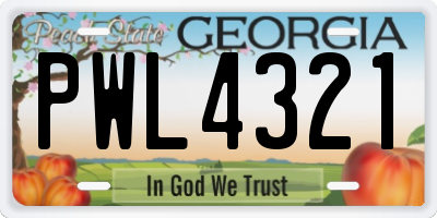 GA license plate PWL4321