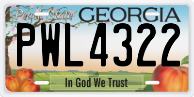 GA license plate PWL4322
