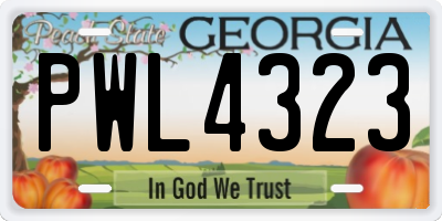 GA license plate PWL4323