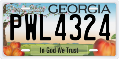 GA license plate PWL4324