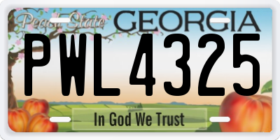GA license plate PWL4325