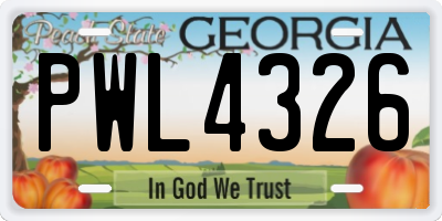 GA license plate PWL4326
