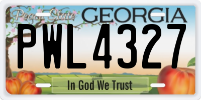 GA license plate PWL4327