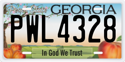 GA license plate PWL4328
