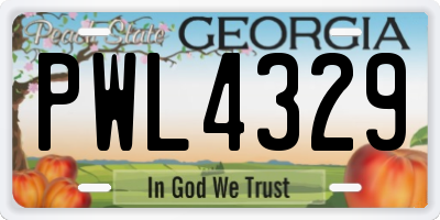 GA license plate PWL4329