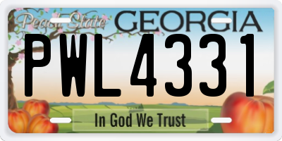 GA license plate PWL4331