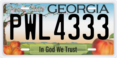 GA license plate PWL4333