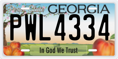 GA license plate PWL4334