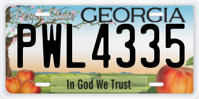 GA license plate PWL4335