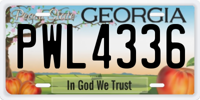 GA license plate PWL4336