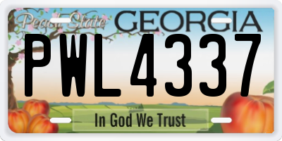 GA license plate PWL4337