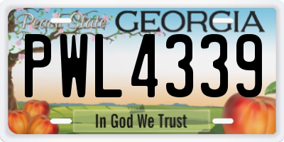 GA license plate PWL4339