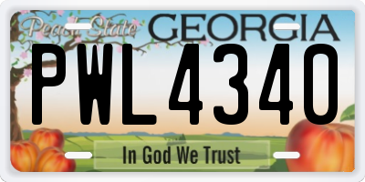 GA license plate PWL4340