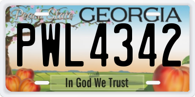 GA license plate PWL4342