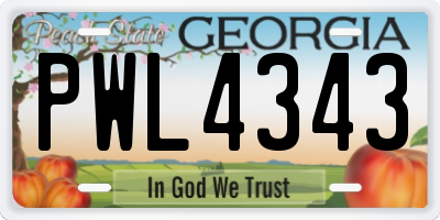 GA license plate PWL4343
