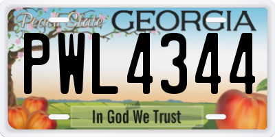 GA license plate PWL4344