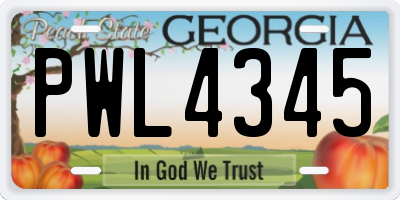 GA license plate PWL4345