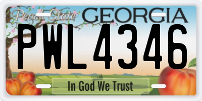 GA license plate PWL4346