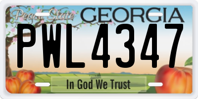 GA license plate PWL4347