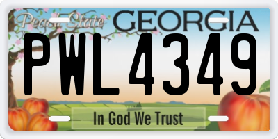 GA license plate PWL4349