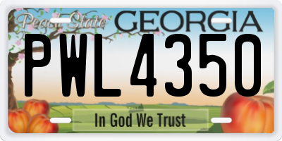 GA license plate PWL4350