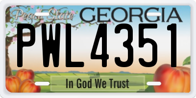 GA license plate PWL4351