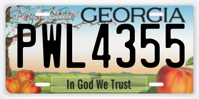 GA license plate PWL4355