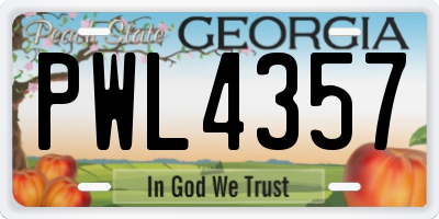 GA license plate PWL4357