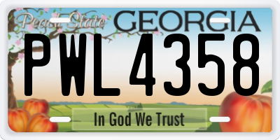 GA license plate PWL4358