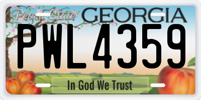 GA license plate PWL4359