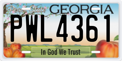 GA license plate PWL4361