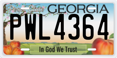 GA license plate PWL4364