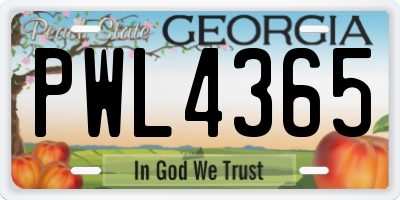 GA license plate PWL4365