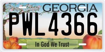 GA license plate PWL4366